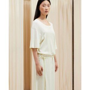 Lemaire BELTED RIB T-SHIRT DRESS Ivory 100% Cotton L